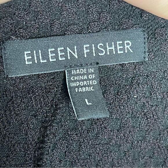 NWOT Eileen Fisher Black Textured Single Breasted Cardigan Blazer Size L - Picture 9 of 9